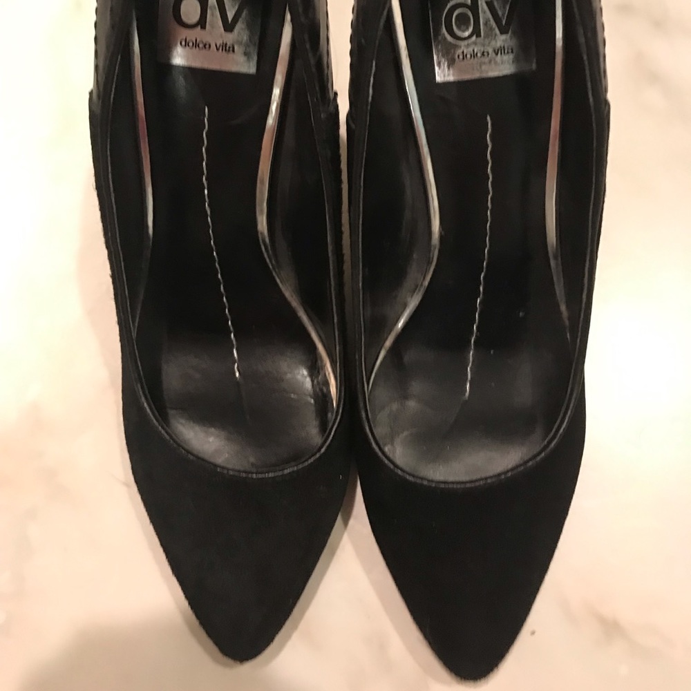 Dolce Vita VGUC 7.5 black suede pleather heels